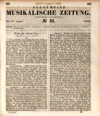 Allgemeine musikalische Zeitung Mittwoch 3. August 1842