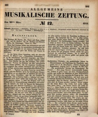 Allgemeine musikalische Zeitung Mittwoch 20. März 1844