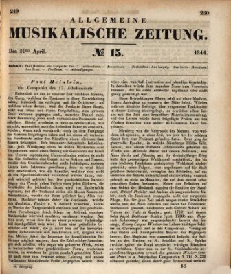 Allgemeine musikalische Zeitung Mittwoch 10. April 1844