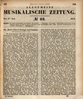 Allgemeine musikalische Zeitung Mittwoch 5. Juni 1844