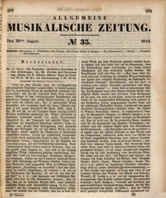 Allgemeine musikalische Zeitung Mittwoch 28. August 1844