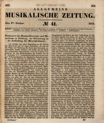 Allgemeine musikalische Zeitung Mittwoch 9. Oktober 1844