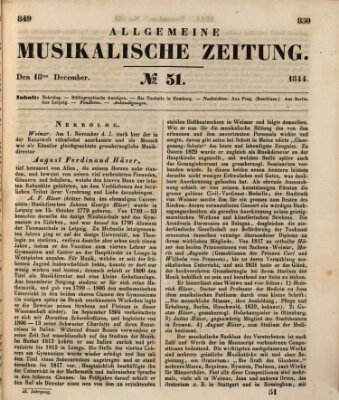 Allgemeine musikalische Zeitung Mittwoch 18. Dezember 1844