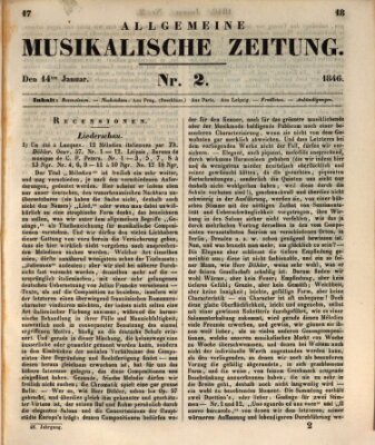 Allgemeine musikalische Zeitung Mittwoch 14. Januar 1846