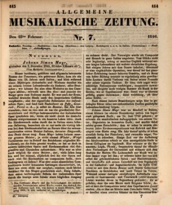 Allgemeine musikalische Zeitung Mittwoch 18. Februar 1846