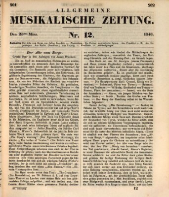 Allgemeine musikalische Zeitung Mittwoch 25. März 1846