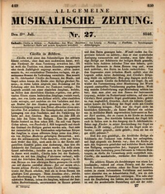 Allgemeine musikalische Zeitung Mittwoch 8. Juli 1846