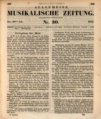 Allgemeine musikalische Zeitung Mittwoch 29. Juli 1846