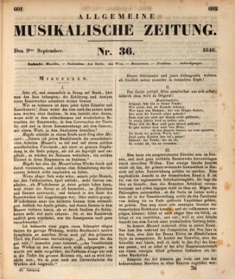 Allgemeine musikalische Zeitung Mittwoch 9. September 1846
