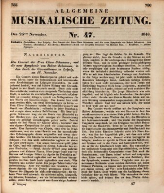 Allgemeine musikalische Zeitung Mittwoch 25. November 1846