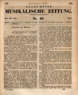 Allgemeine musikalische Zeitung Mittwoch 12. Mai 1847