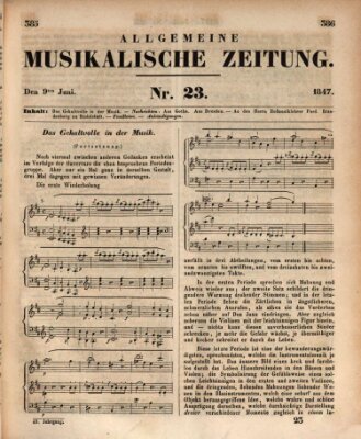 Allgemeine musikalische Zeitung Mittwoch 9. Juni 1847
