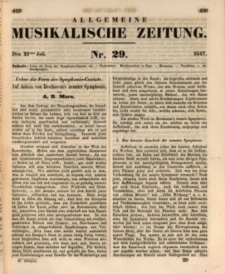 Allgemeine musikalische Zeitung Mittwoch 21. Juli 1847