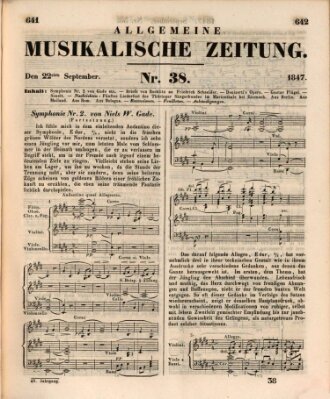 Allgemeine musikalische Zeitung Mittwoch 22. September 1847