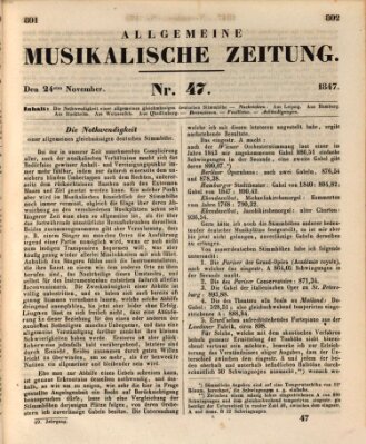 Allgemeine musikalische Zeitung Mittwoch 24. November 1847