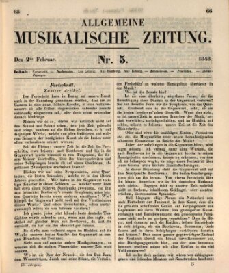 Allgemeine musikalische Zeitung Mittwoch 2. Februar 1848