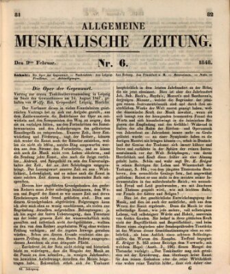 Allgemeine musikalische Zeitung Mittwoch 9. Februar 1848