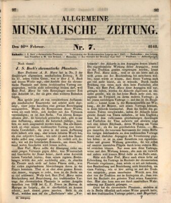 Allgemeine musikalische Zeitung Mittwoch 16. Februar 1848