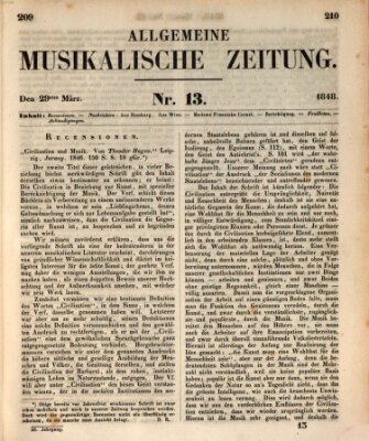 Allgemeine musikalische Zeitung Mittwoch 29. März 1848