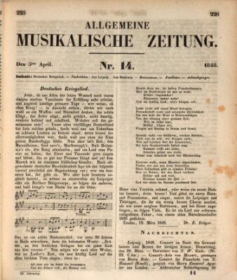 Allgemeine musikalische Zeitung Mittwoch 5. April 1848
