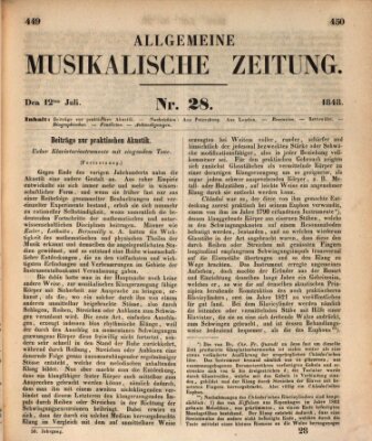 Allgemeine musikalische Zeitung Mittwoch 12. Juli 1848