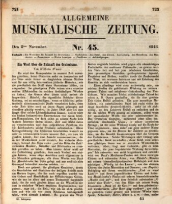 Allgemeine musikalische Zeitung Mittwoch 8. November 1848