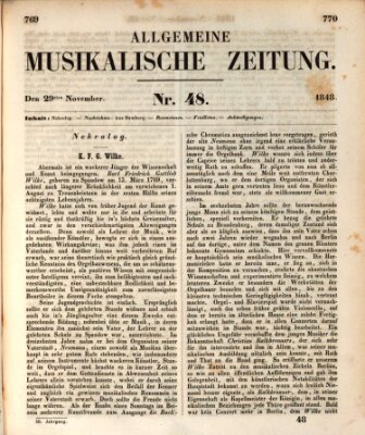 Allgemeine musikalische Zeitung Mittwoch 29. November 1848