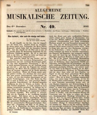 Allgemeine musikalische Zeitung Mittwoch 6. Dezember 1848