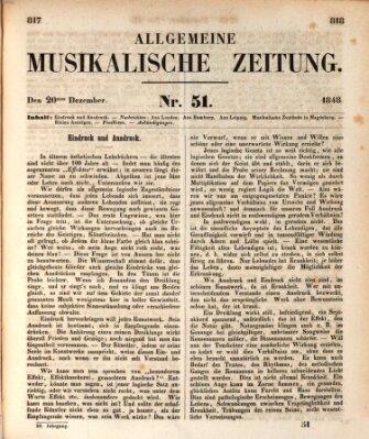Allgemeine musikalische Zeitung Mittwoch 20. Dezember 1848