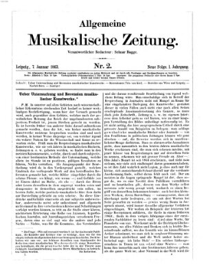 Allgemeine musikalische Zeitung Mittwoch 7. Januar 1863