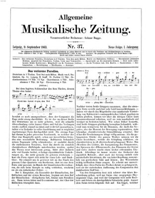 Allgemeine musikalische Zeitung Mittwoch 9. September 1863