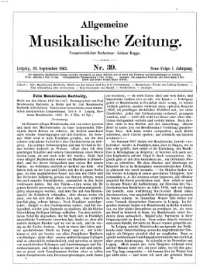 Allgemeine musikalische Zeitung Mittwoch 23. September 1863