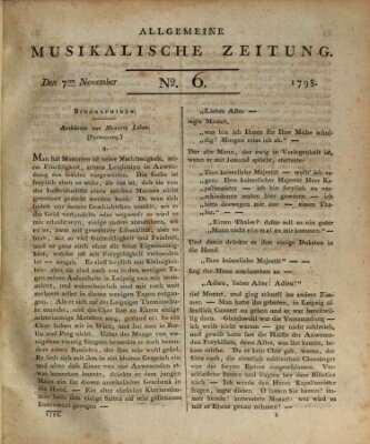 Allgemeine musikalische Zeitung Mittwoch 7. November 1798