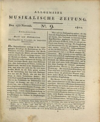 Allgemeine musikalische Zeitung Mittwoch 25. November 1801
