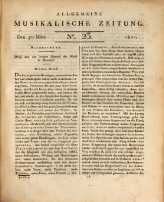 Allgemeine musikalische Zeitung Mittwoch 3. März 1802