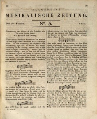 Allgemeine musikalische Zeitung Mittwoch 2. Februar 1825