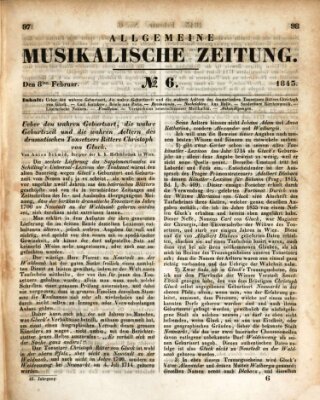 Allgemeine musikalische Zeitung Mittwoch 8. Februar 1843