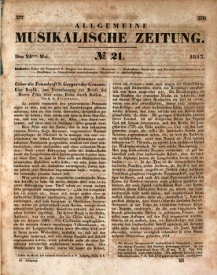 Allgemeine musikalische Zeitung Mittwoch 24. Mai 1843
