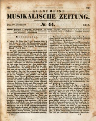 Allgemeine musikalische Zeitung Mittwoch 1. November 1843