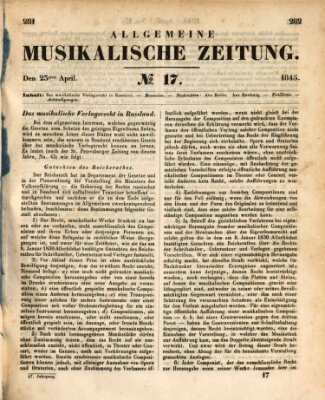 Allgemeine musikalische Zeitung Mittwoch 23. April 1845