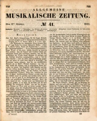 Allgemeine musikalische Zeitung Mittwoch 8. Oktober 1845