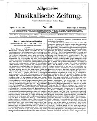 Allgemeine musikalische Zeitung Mittwoch 8. Juni 1864