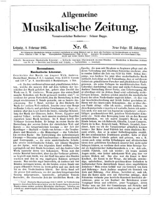 Allgemeine musikalische Zeitung Mittwoch 8. Februar 1865