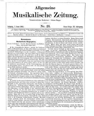 Allgemeine musikalische Zeitung Mittwoch 7. Juni 1865