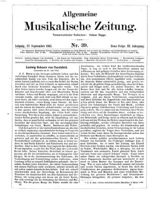 Allgemeine musikalische Zeitung Mittwoch 27. September 1865