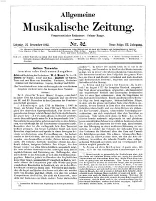 Allgemeine musikalische Zeitung Mittwoch 27. Dezember 1865