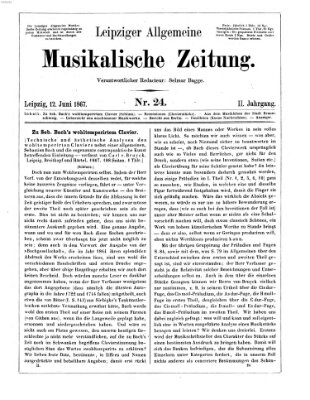 Leipziger allgemeine musikalische Zeitung (Allgemeine musikalische Zeitung) Mittwoch 12. Juni 1867