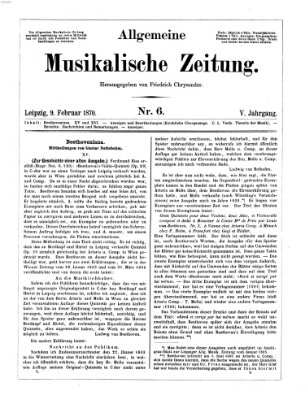 Allgemeine musikalische Zeitung Mittwoch 9. Februar 1870