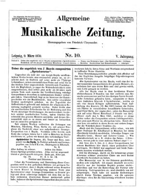 Allgemeine musikalische Zeitung Mittwoch 9. März 1870