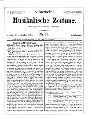 Allgemeine musikalische Zeitung Mittwoch 28. September 1870